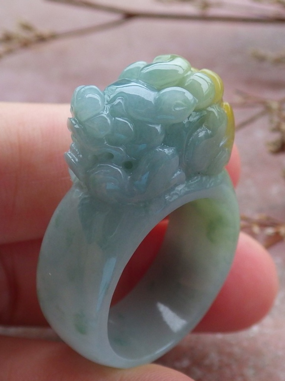 US 10.75 Certified Hand Carved Green Natural A JADE Jadeite Dragon Pi Xiu Ring